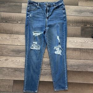 American Eagle Outfitters Dark Blue Ripped Skinny Jeans